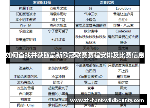 如何查找并获取最新欧冠联赛赛程安排及比赛信息